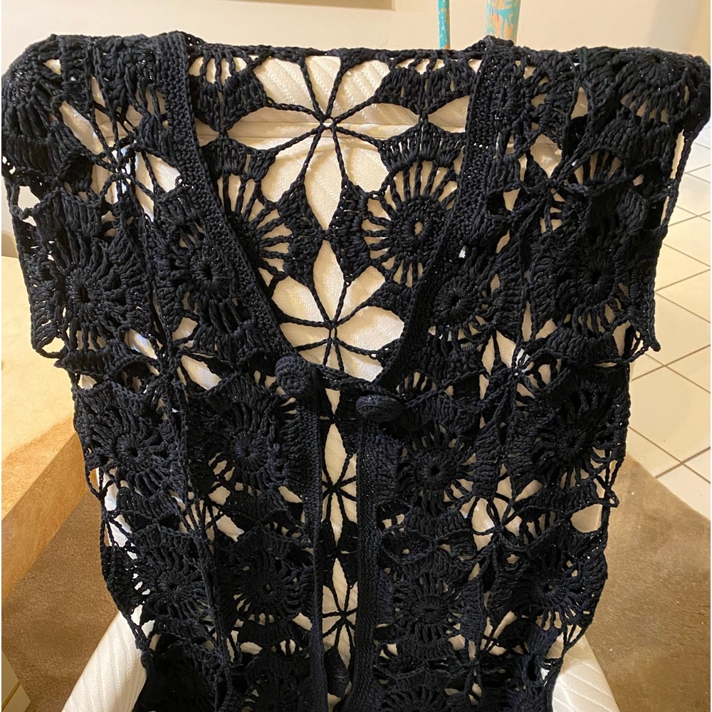 Handmade Black crocheted sleeveless vest